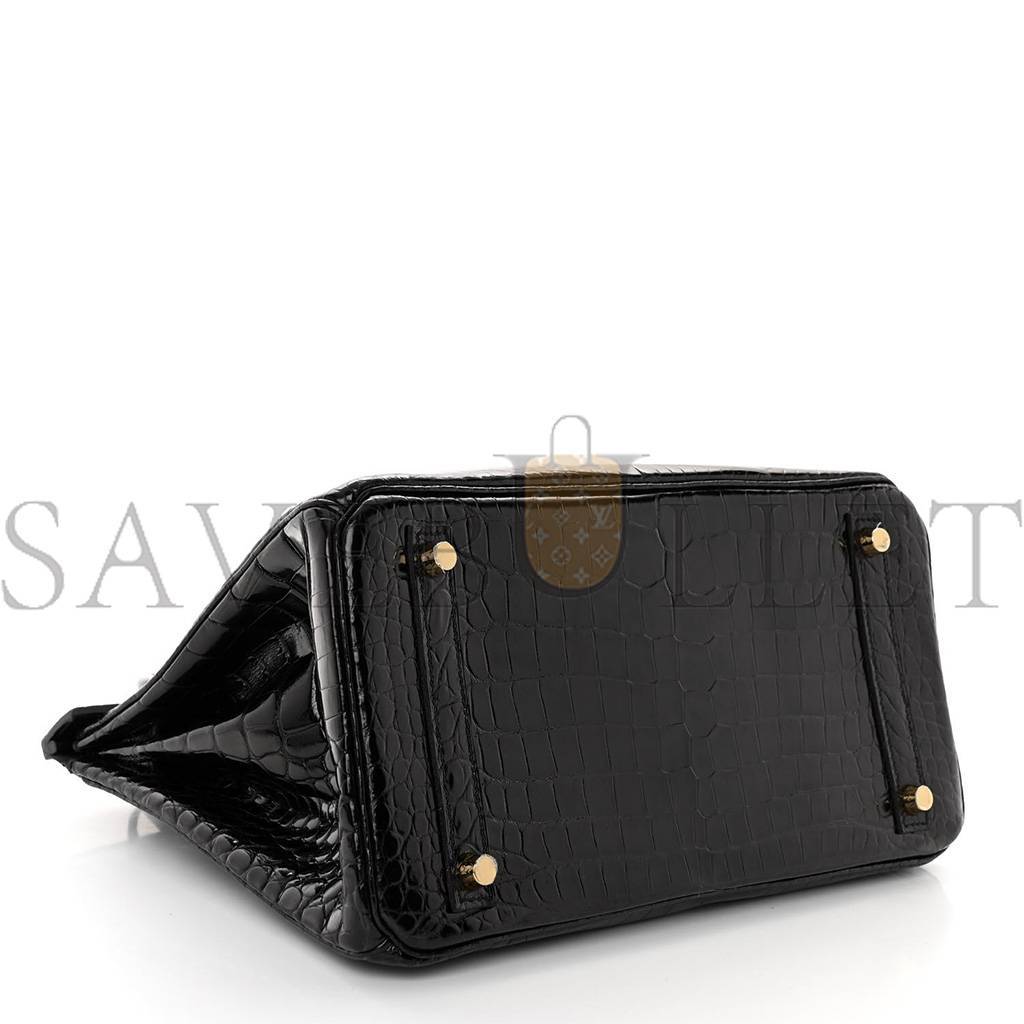 H**mes noir black ghw niloticus crocodile birkin 30 handbag (30*22*16cm)